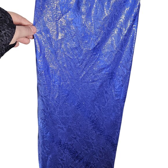 Rat & Boa Sapphire Metallic Snake Print Cowl Neck Slip Maxi Dress - Picture 7 of 16